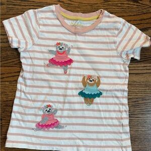 Mini Boden Pink and White Sloth Ballet T-Shirt